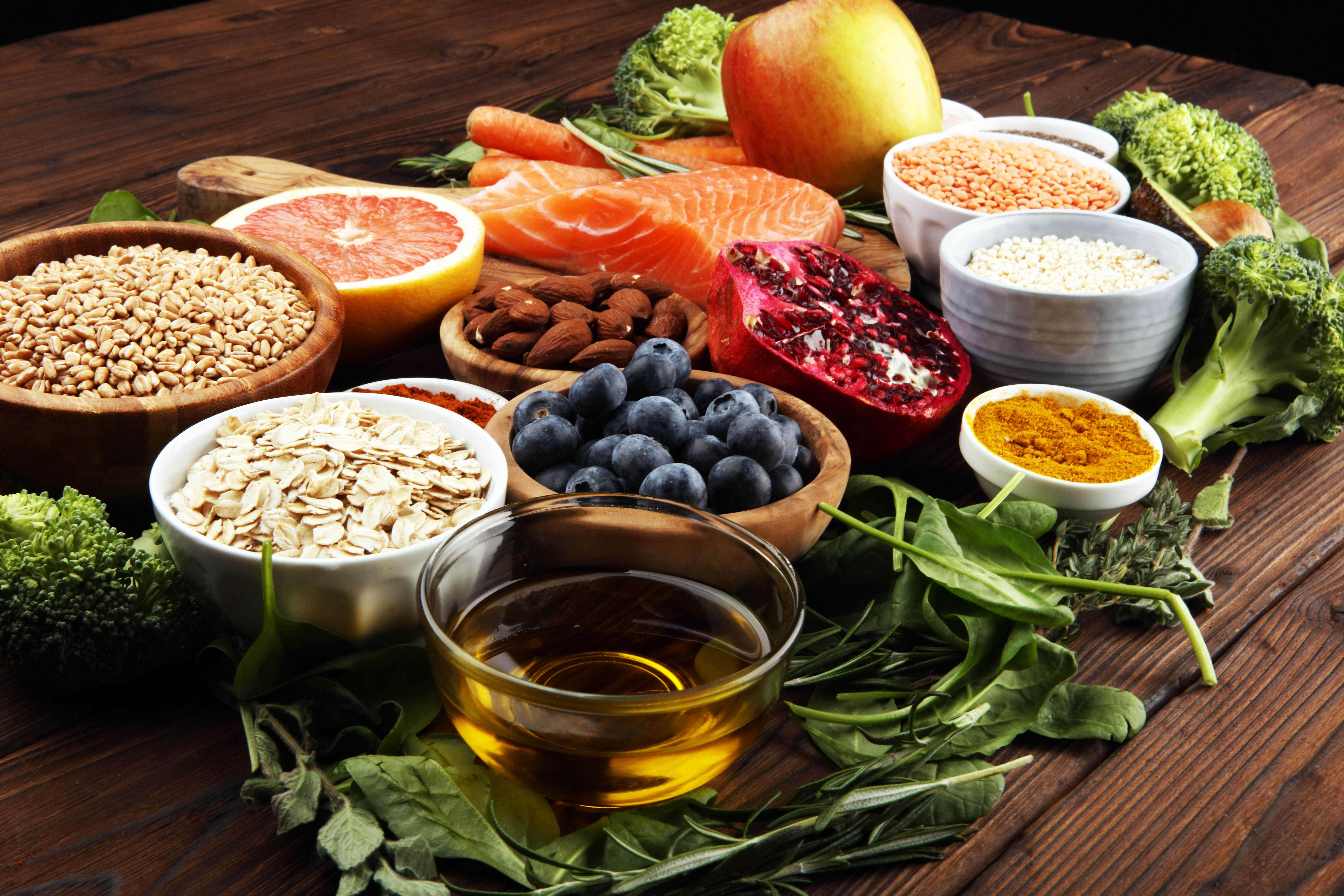 Selection of nutritious whole foods